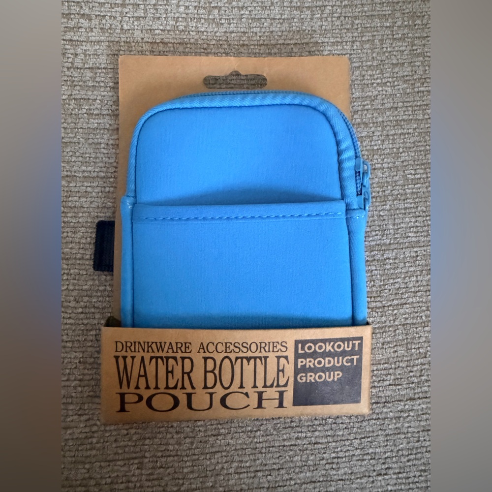 Bright Blue Water Bottle Pouch with Front Pocket